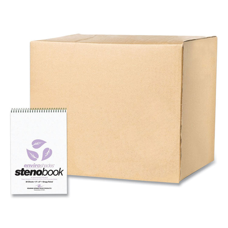 EnviroShades Steno Pad, White Cover, Gregg Rule, (80) Orchid 6 x 9 Sheets, 24/Carton