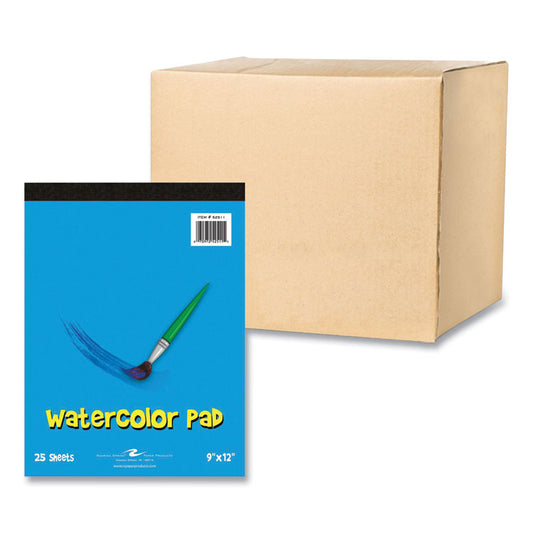 Kids Art Watercolor Notepad, Unruled, (25) White 9 x 12 Sheets, 24/Carton