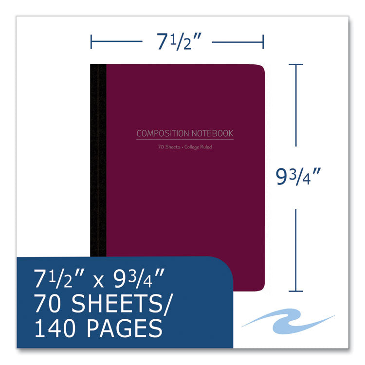 Poly-Flex Composition Notebook, Medium/College Rule, Randomly Assorted Cover Colors, (70) 9.75 x 7.5 Sheets, 24/Carton
