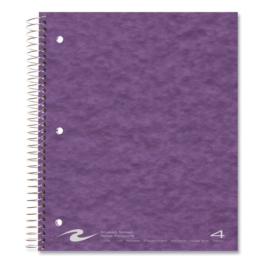 Subject Wirebound Notebook, 4-Subject, Medium/College Rule, Randomly Assorted Cover Colors, (200) 11 x 9 Sheets, 12/Carton