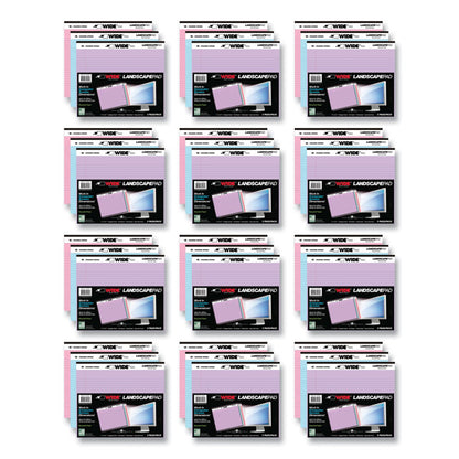 WIDE Landscape Format Writing Pad, Medium/College Rule, (40) Assorted Color 11 x 8.5 Sheets, 12/Carton