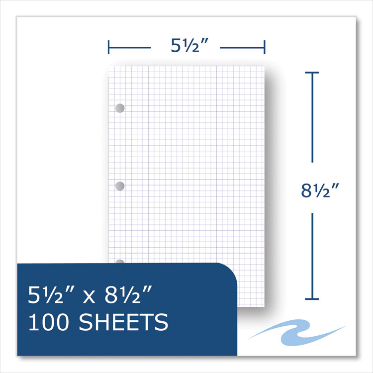 Graph Filler Paper, 3-Hole, Quadrille: 5 sq in, (100) 8.5 x 5.5 Sheets, 48/Carton