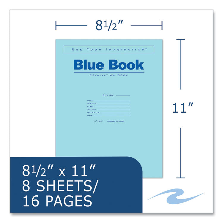 Examination Blue Book, Wide/Legal Rule, Blue Cover, (8) 11 x 8.5 Sheets, 500/Carton
