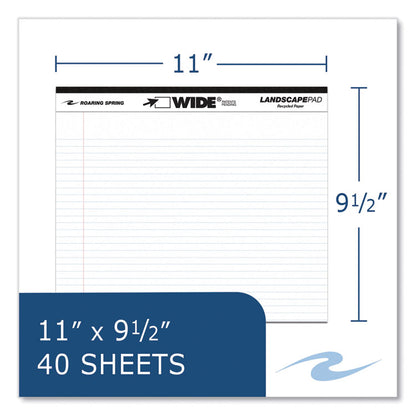WIDE Landscape Format Writing Pad, Medium/College Rule, (40) White 11 x 8.5 Sheets, 18/Carton