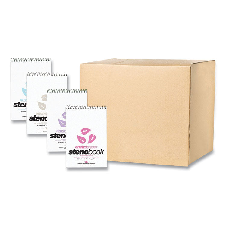 EnviroShades Steno Pad, White Cover, Gregg Rule, (80) Assorted Color 6 x 9 Sheets, 24/Carton