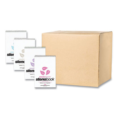 EnviroShades Steno Pad, White Cover, Gregg Rule, (80) Assorted Color 6 x 9 Sheets, 24/Carton