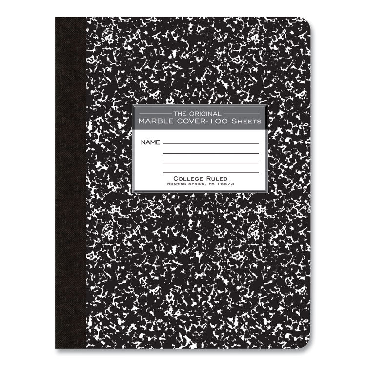Hardcover Marble Composition Book, Medium/College Rule, Black Marble Cover, (100) 9.75 x 7.5 Sheets, 24/Carton