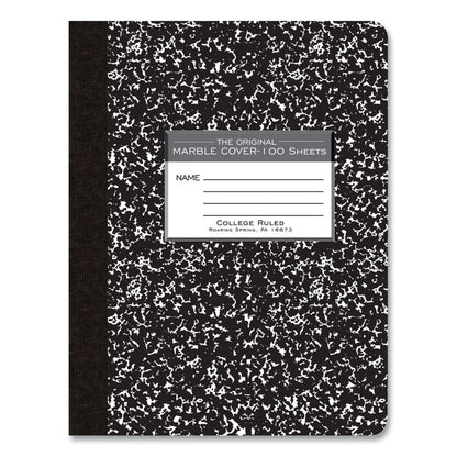 Hardcover Marble Composition Book, Medium/College Rule, Black Marble Cover, (100) 9.75 x 7.5 Sheets, 24/Carton