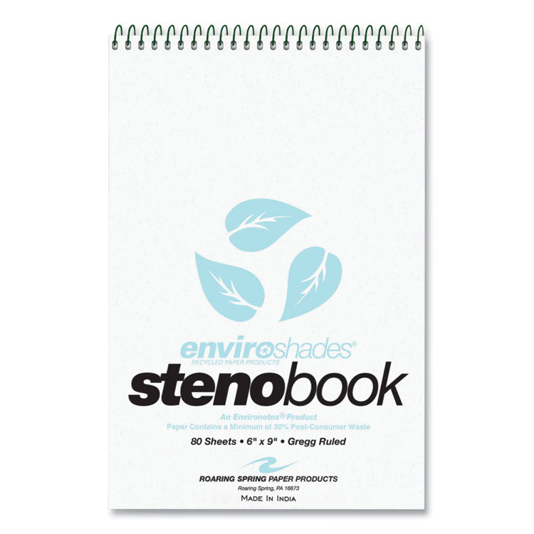 EnviroShades Steno Pad, White Cover, Gregg Rule, (80) Blue 6 x 9 Sheets, 24/Carton