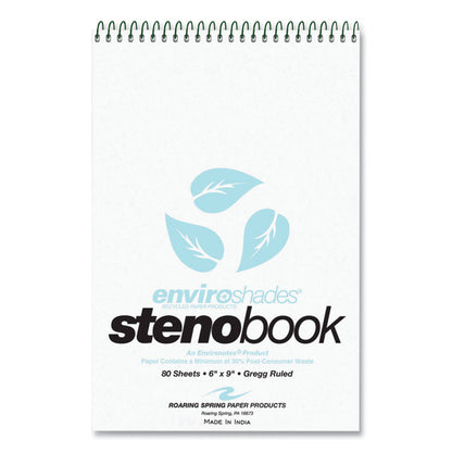 EnviroShades Steno Pad, White Cover, Gregg Rule, (80) Blue 6 x 9 Sheets, 24/Carton