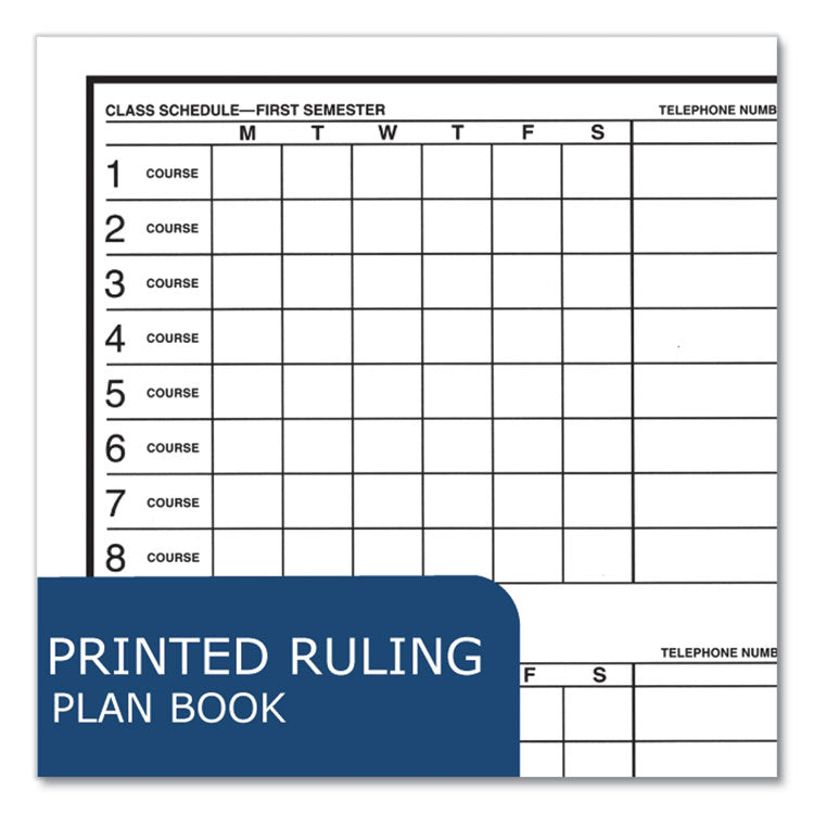 Student Plan Book, Homework/Assignment-Tracking, 22-Weeks: Six-Subject Day, Light Blue Cover, (45) 11 x 8.5 Sheets, 24/Carton