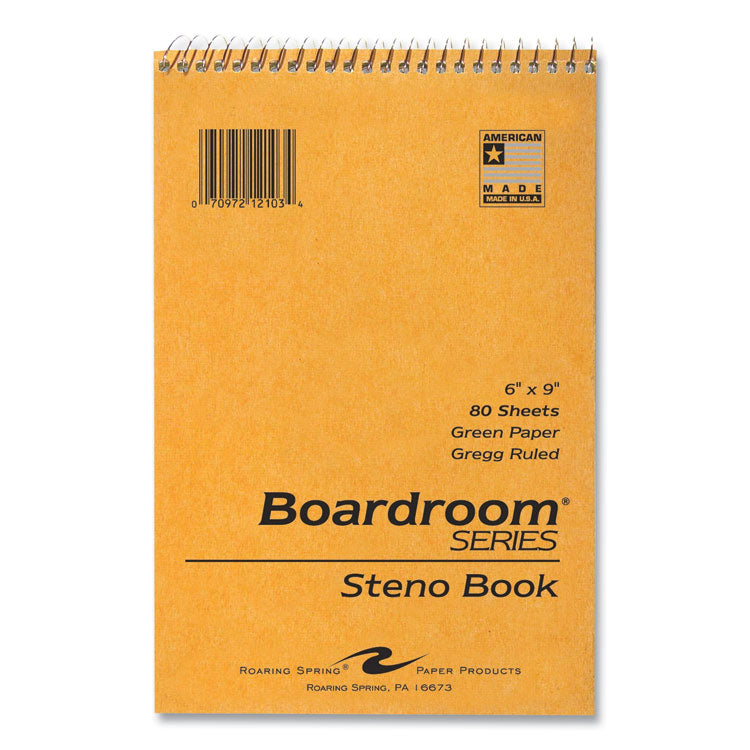 Steno Pad, Brown Cover, Gregg Rule, (80) Green 6 x 9 Sheets, 72/Carton