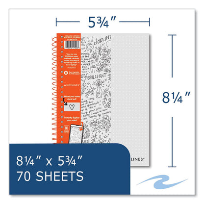 Whitelines Notebook, Dotted Rule (5 mm), Gray/Orange Cover, (70) 8.25 x 5.75 Sheets, 12/Carton