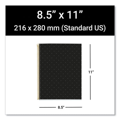 MR M Fashion Notebook, 4-Subject, Medium/College Rule, Black/Gold Cover, (120) 11 x 8.5 Sheets, 5/Carton