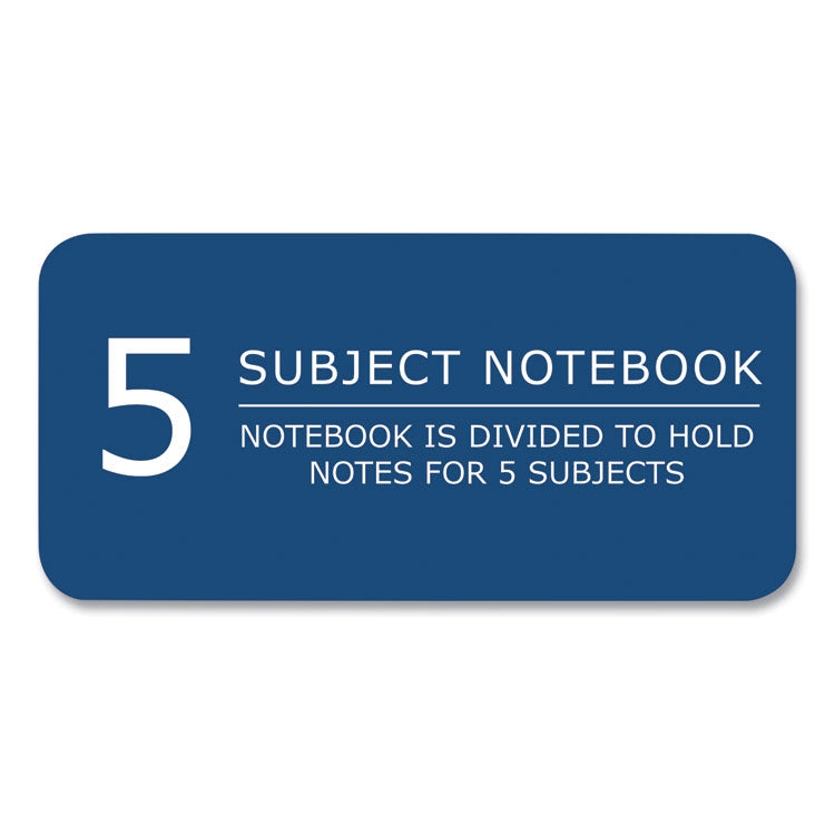 Wirebound Notebook with Tabs, 5-Subject, Medium/College Rule, Randomly Assorted Cover Colors, (200) 11 x 8.5 Sheets, 12/CT