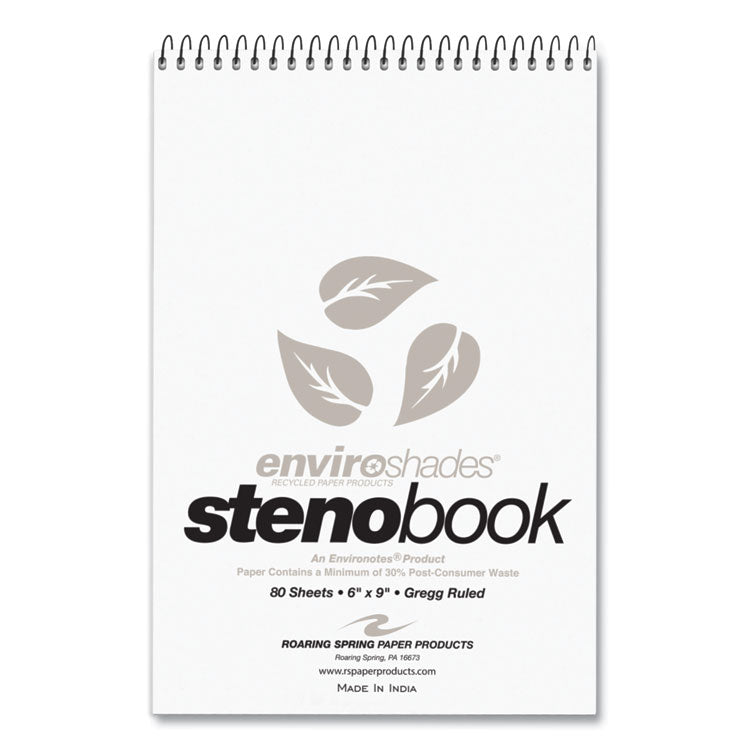 EnviroShades Steno Pad, White Cover, Gregg Rule, (80) Gray 6 x 9 Sheets, 24/Carton