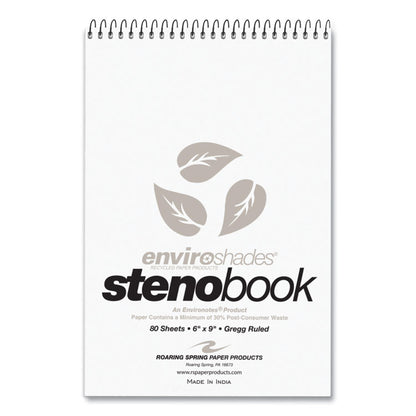 EnviroShades Steno Pad, White Cover, Gregg Rule, (80) Gray 6 x 9 Sheets, 24/Carton