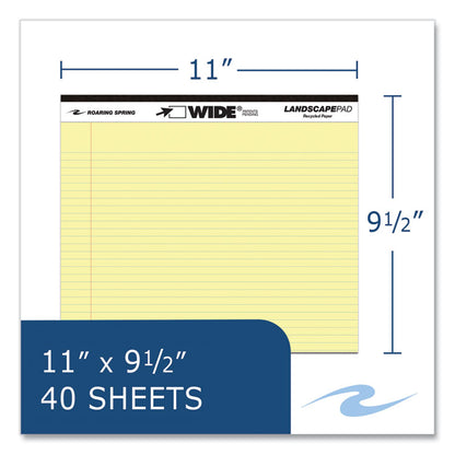 WIDE Landscape Format Writing Pad, Medium/College Rule, (40) Canary Yellow 11 x 8.5 Sheets, 18/Carton
