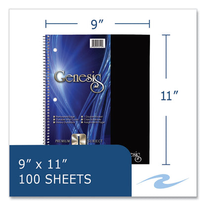 Genesis Notebook, 1-Subject, Medium/College Rule, Randomly Assorted Cover Colors, (100) 11 x 9 Sheets, 12/Carton
