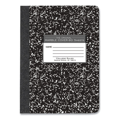Hardcover Marble Composition Book, Medium/College Rule, Black Marble Cover, (80) 9.75 x 7.5 Sheets, 48/Carton