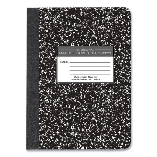 Hardcover Marble Composition Book, Medium/College Rule, Black Marble Cover, (80) 9.75 x 7.5 Sheets, 48/Carton