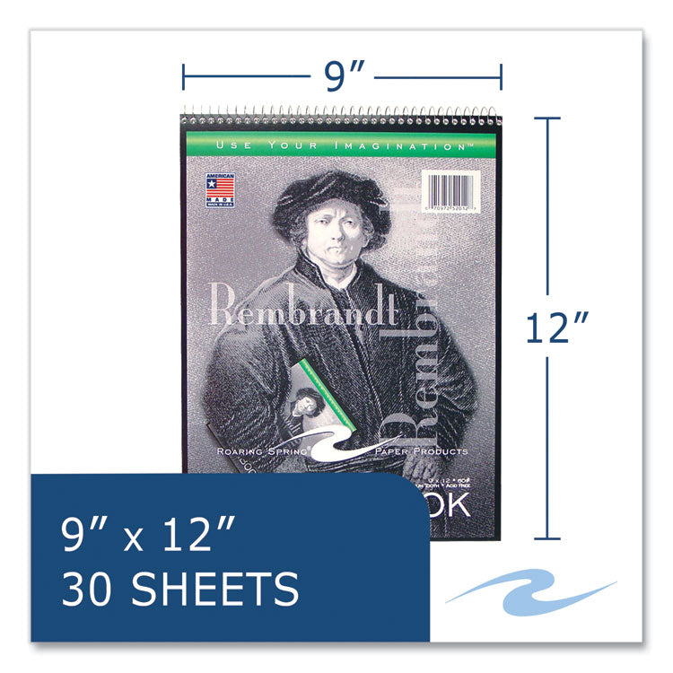 Sketch Pad, Black/Green/White Cover, Unruled, (30) White 9 x 12 Sheets, 12/Carton