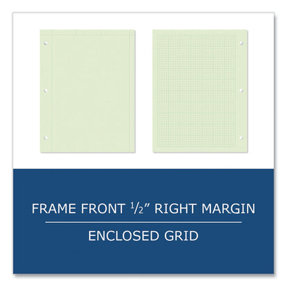 Engineer Pad, Data Format (0.5" Margin) and Quadrille Rule (5 sq/in, 1 sq/in), (100) Light Green 8.5 x 11 Sheets, 24/Carton