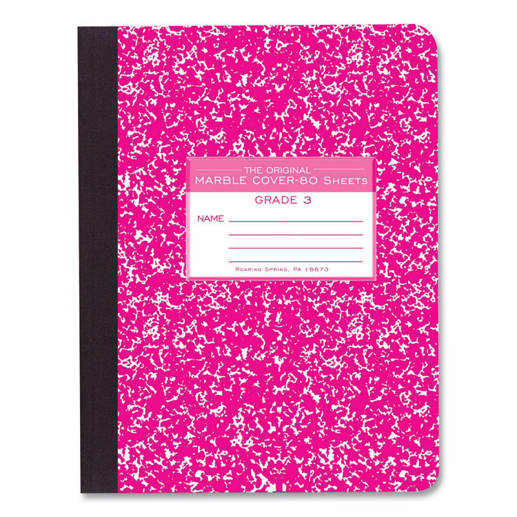 Grade School Ruled Composition Book, Grade 3 Manuscript Format, Magenta Marble Cover, (80) 9.75 x 7.5 Sheets, 48/Carton
