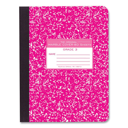 Grade School Ruled Composition Book, Grade 3 Manuscript Format, Magenta Marble Cover, (80) 9.75 x 7.5 Sheets, 48/Carton