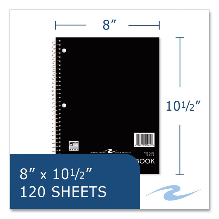 Subject Wirebound Promotional Notebook, 3-Subject, Wide/Legal Rule, Assorted Cover Colors, (120) 10.5 x 8 Sheets, 24/Carton