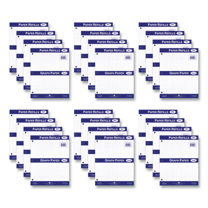 Graph Filler Paper, 3-Hole, 8.5 x 11, Quadrille: 4 sq/in, 80 Sheets/Pack, 24 Packs/Carton