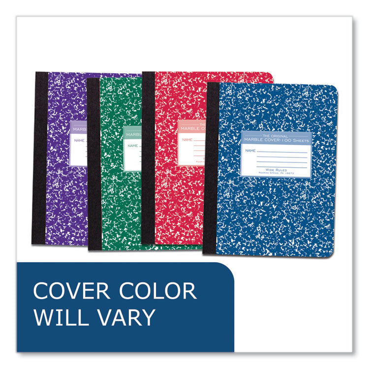 Hardcover Marble Composition Book, Wide/Legal Rule, Randomly Assorted Cover Colors, (100) 9.75 x 7.5 Sheets, 24/Carton