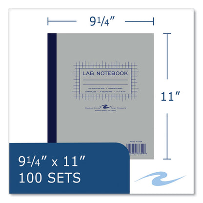 Lab and Science Two-Part Carbonless Notebook, Quadrille Rule (4 sq/in), Gray Cover, (100) 11 x 9.25 Sheets, 5/Carton