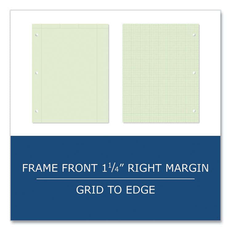 Engineer Pad, Data Format (1.25" Margin) and Quadrille Rule (5 sq/in, 1 sq/in), (200) Light Green 8.5 x 11 Sheets, 12/Carton