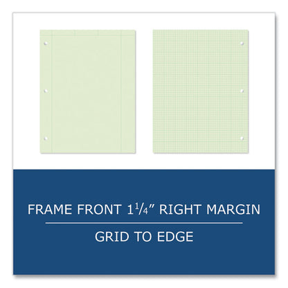 Engineer Pad, Data Format (1.25" Margin) and Quadrille Rule (5 sq/in, 1 sq/in), (200) Light Green 8.5 x 11 Sheets, 12/Carton