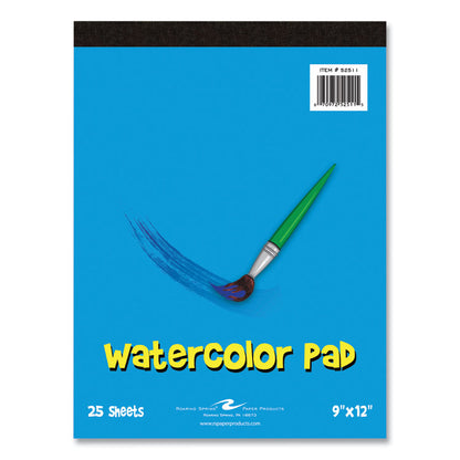 Kids Art Watercolor Notepad, Unruled, (25) White 9 x 12 Sheets, 24/Carton