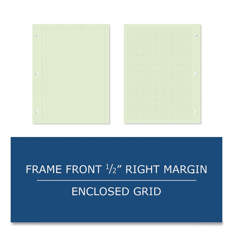 Engineer Filler Paper, 3-Hole, Frame Format/Quad Rule (5 sq/in, 1 sq/in) 500 Sheets/Pack, 5/Carton
