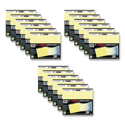 WIDE Landscape Format Writing Pad, Medium/College Rule, (40) Canary Yellow 11 x 8.5 Sheets, 18/Carton