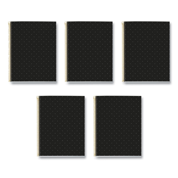MR M Fashion Notebook, 4-Subject, Medium/College Rule, Black/Gold Cover, (120) 11 x 8.5 Sheets, 5/Carton