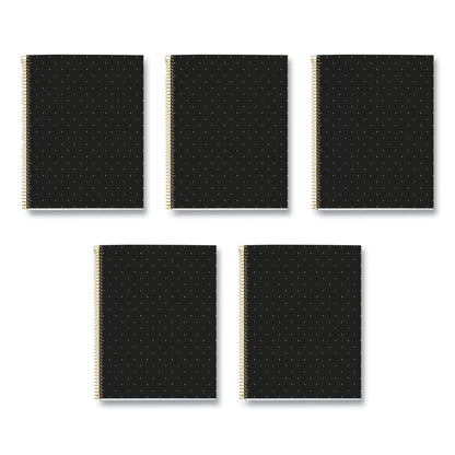MR M Fashion Notebook, 4-Subject, Medium/College Rule, Black/Gold Cover, (120) 11 x 8.5 Sheets, 5/Carton