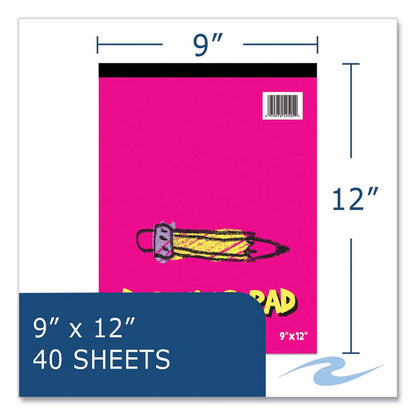 Kids Drawing Pad, Unruled, (40) White 9 x 12 Sheets, 12/Carton