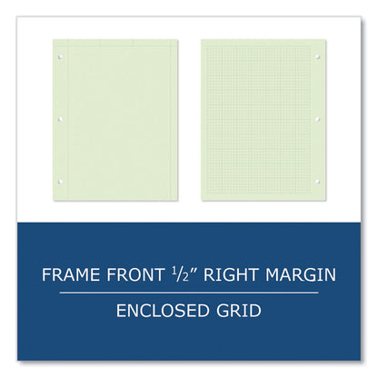 Engineer Pad, Data Format (0.5" Margin) and Quadrille Rule (5 sq/in, 1 sq/in), (200) Light Green 8.5 x 11 Sheets, 12/Carton