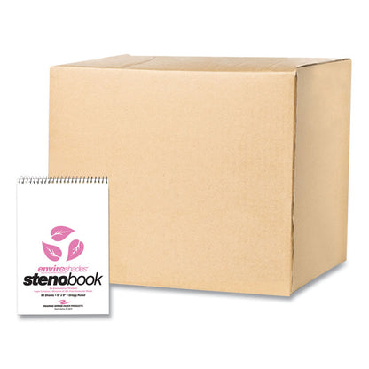 EnviroShades Steno Pad, White Cover, Gregg Rule, (80) Pink 6 x 9 Sheets, 24/Carton