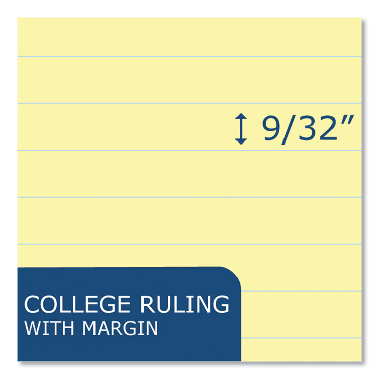 Stiff-Back Pad, Medium/College Rule, (100) Canary Yellow 8.5 x 11 Sheets, 36/Carton