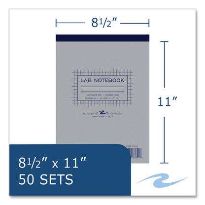 Lab and Science Two-Part Carbonless Notepad, Quadrille Rule (4 sq/in), Gray Cover, (50) White/Blue 8.5 x 11 Sets, 24/Carton