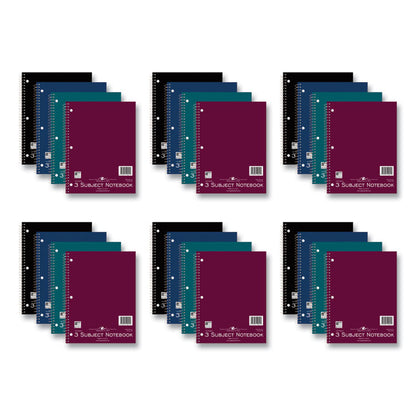 Subject Wirebound Promotional Notebook, 3-Subject, Wide/Legal Rule, Assorted Cover Colors, (120) 10.5 x 8 Sheets, 24/Carton