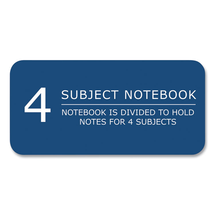 Subject Wirebound Notebook, 4-Subject, Medium/College Rule, Randomly Assorted Cover Colors, (200) 11 x 9 Sheets, 12/Carton