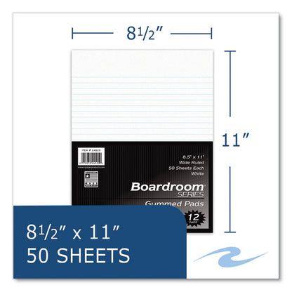Boardroom Gum Pad, Wide/Legal Rule, (50) White 8.5 x 11 Sheets, 72/Carton