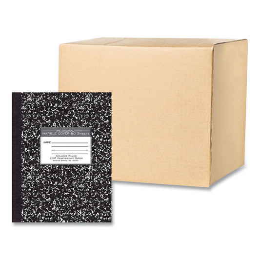 Hardcover Marble Composition Book, Medium/College Rule, Black Marble Cover, (80) 10.25 x 7.88 Sheets, 24/Carton