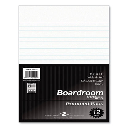Boardroom Gum Pad, Wide/Legal Rule, (50) White 8.5 x 11 Sheets, 72/Carton